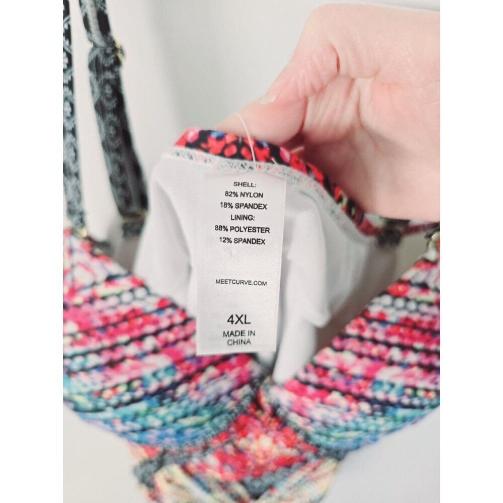 Meet Curve Multicolored Plunge Underwire Molded Cups One Piece Swimsuit 4X 4XL - Picture 11 of 12